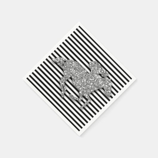 Serviette En Papier Argent Hippocampe Noir & Blancs (Coin)