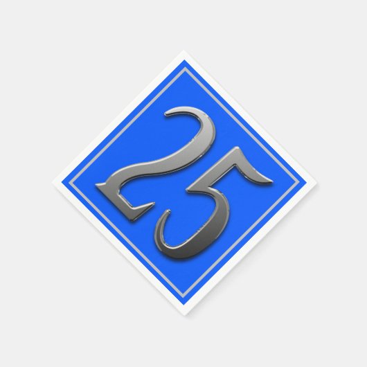 Serviette En Papier Argent métallique Numéro Vingt-cinq (Coin)