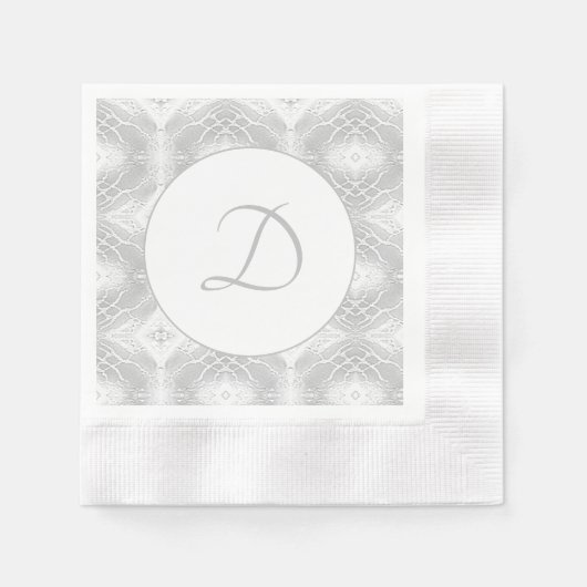 Serviette En Papier Argent Monogrammé Faux-Satin (Devant)