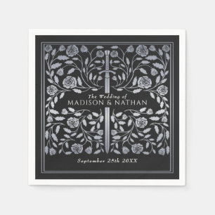 Serviette En Papier Argent Noir Royal Médiéval Mariage d'épée or