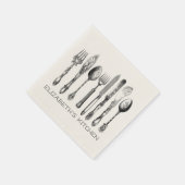 Serviette En Papier Argent, nom et texte Vintage (Coin)