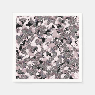 Serviette En Papier Argent rose et noir de beauté déversé Glam brillan