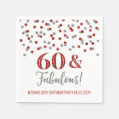 Serviette En Papier Argent Rouge Confetti 60 & Fabuleux (Devant)
