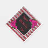 Serviette En Papier Argent Rouge Parties scintillant rayures rose Rose (Coin)
