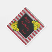 Serviette En Papier Argent Rouge Parties scintillant rayures Roses Jau (Coin)