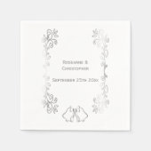 Serviette En Papier Argent Scrollwork Mariage Réception (Devant)
