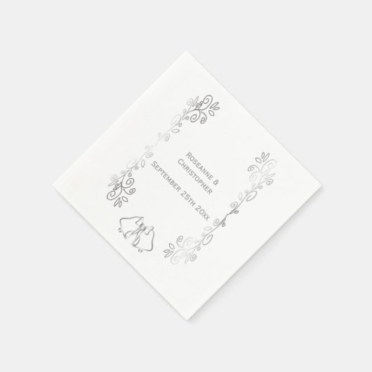 Serviette En Papier Argent Scrollwork Mariage Réception (Coin)