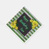 Serviette En Papier Argent Vert Parties scintillant rayures Roses Jaun (Coin)