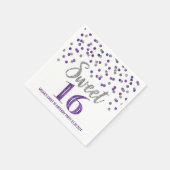 Serviette En Papier Argent violet Confetti Sweet 16 Anniversaire (Coin)