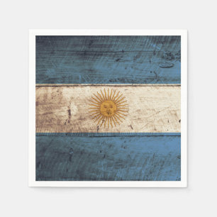 Serviette En Papier Argentine Flag on Old Wood Grain
