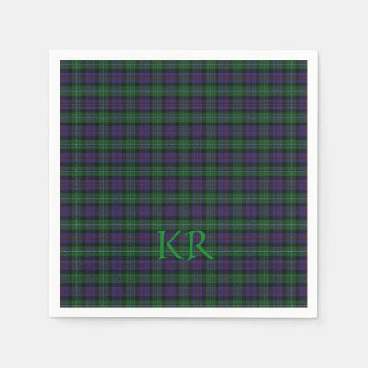 Serviette En Papier Argyll District Tartan avec monogramme / initiales (Devant)