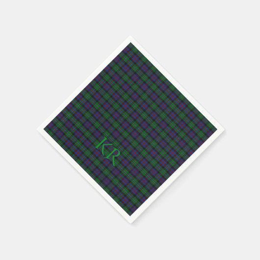 Serviette En Papier Argyll District Tartan avec monogramme / initiales (Coin)
