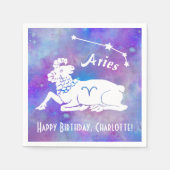 Serviette En Papier Aries Ram Constellation Stars Custom Birthday (Devant)