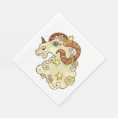 Serviette En Papier Aries Zodiac Ram Coloré Astrologique (Coin)