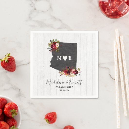 Serviette En Papier Arizona State Destination Russe Mariage Monogramme (En situation)
