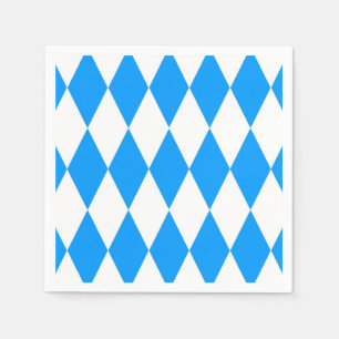 Serviette En Papier Arlequin bleu blanc Diamants Checkers Design