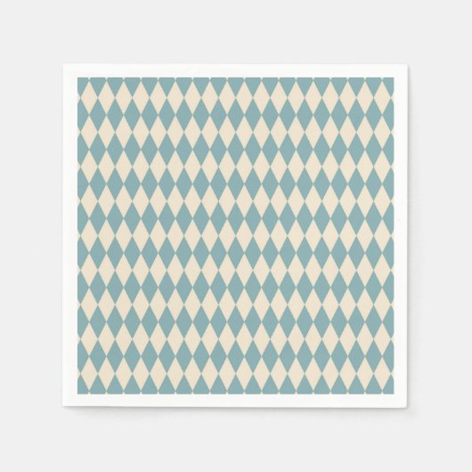Serviette En Papier Arlequin bleu vintage (Devant)