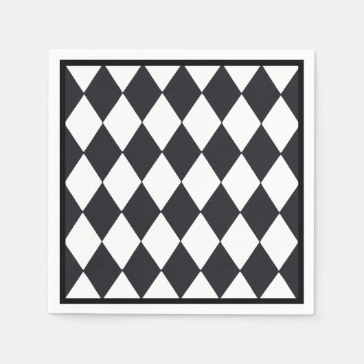 Serviette En Papier Arlequin noir (Devant)