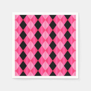 Serviette En Papier Arlequin plié, NAPKINS DU PARTI Pink-Black-PAPER