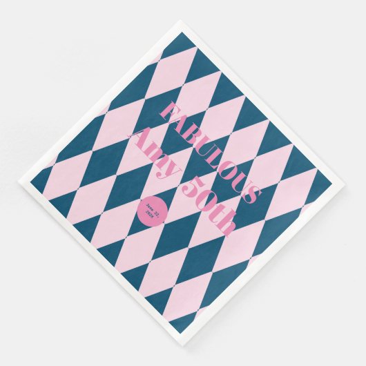 Serviette En Papier Arlequin rétro Azure et Ballerina Rose (Coin)