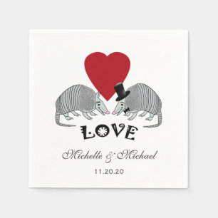 Serviette En Papier Armadillos Cute personnalisés en amour