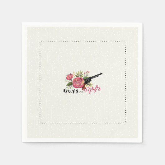 Serviette En Papier Armes à feu ou Roses Révélation de genre Napkin (Devant)