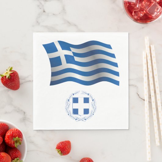 Serviette En Papier Armoiries Du Drapeau De Grèce (En situation)