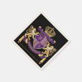 Serviette En Papier Armoiries Monogramme Emblème Golden Lion Shield (Coin)