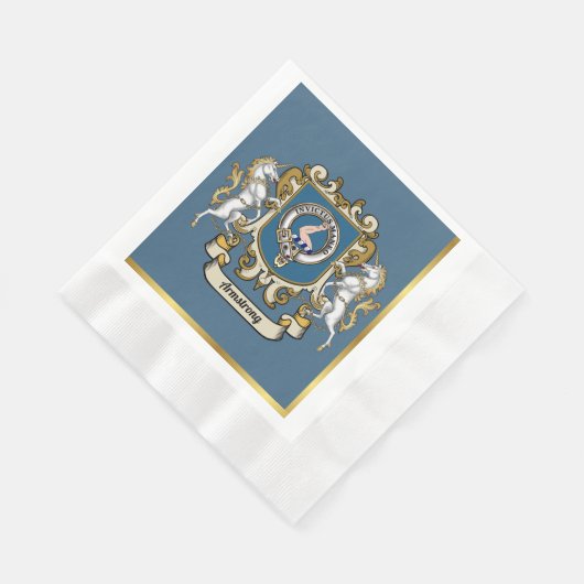 Serviette En Papier Armstrong Clan Badge Bleu Personnalisé (Coin)