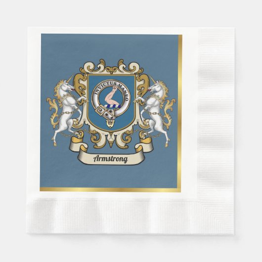 Serviette En Papier Armstrong Clan Badge Bleu Personnalisé (Devant)