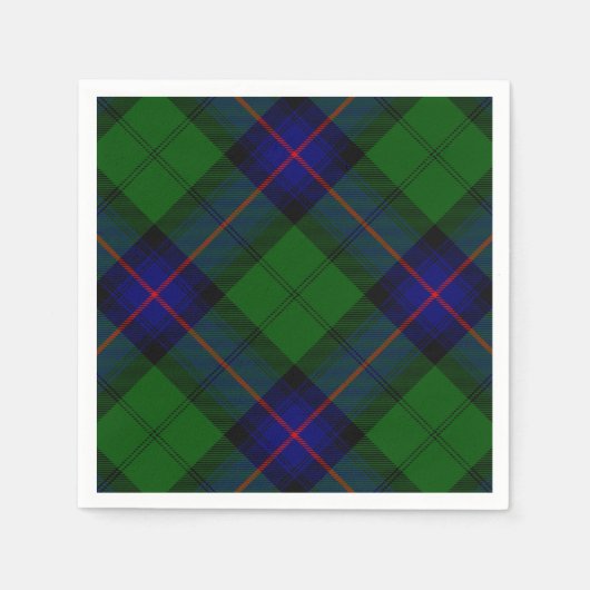 Serviette En Papier Armstrong tartan bleu et vert plaid (Devant)