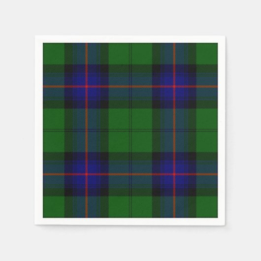 Serviette En Papier Armstrong tartan bleu et vert plaid (Devant)
