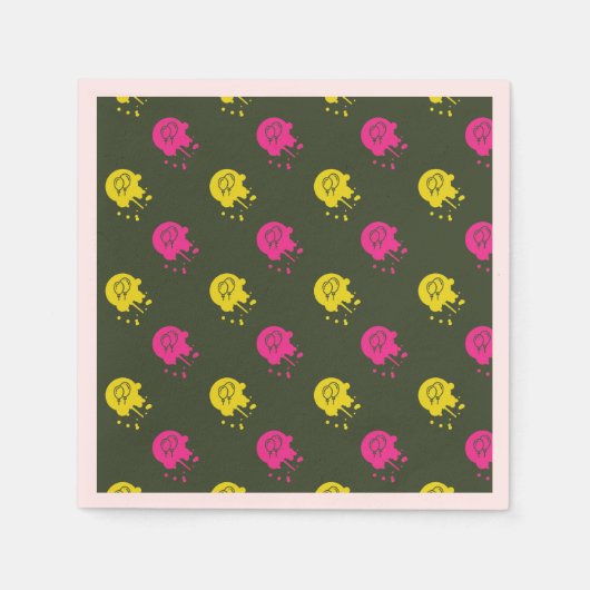 Serviette En Papier Army Green - Painball rose et jaune (Devant)