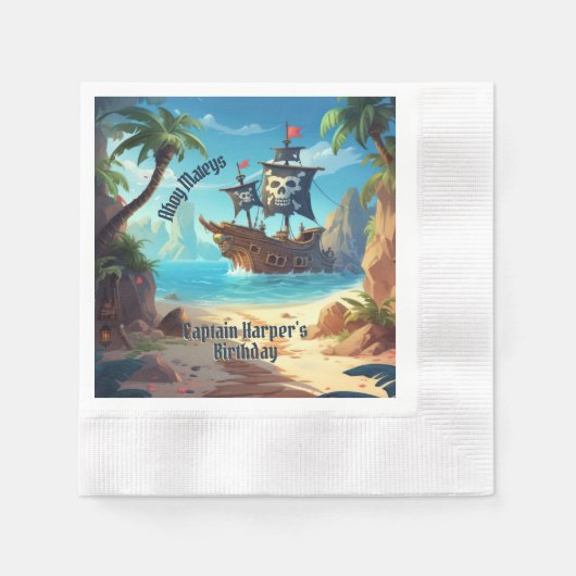 Serviette En Papier Arr-some Pirate Island Bateau Anniversaire Papier  (Devant)
