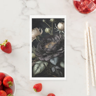 Serviette En Papier Arrangement gothique Rose Fleur noire
