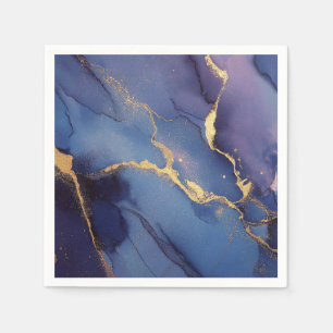 Serviette En Papier Arrière - plan bleu avec stries et points d'or