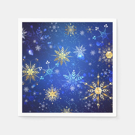 Serviette En Papier Arrière - plan Bleu XMAS avec des flocons de neige (Devant)