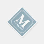 Serviette En Papier Arrière - plan couleur modifiable Nom blanc Monogr (Coin)