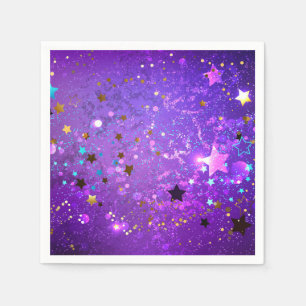 Serviette En Papier Arrière - plan de feuille violet avec étoiles