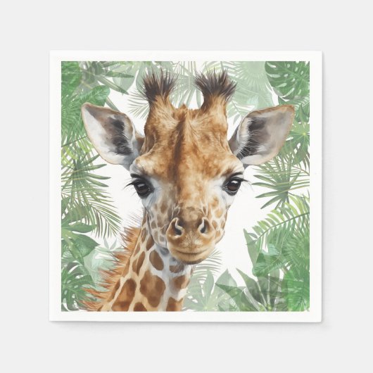 Serviette En Papier Arrière - plan de la jungle de Giraffe (Devant)