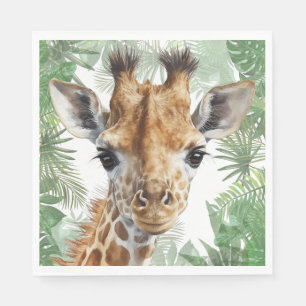 Serviette En Papier Arrière - plan de la jungle de Giraffe
