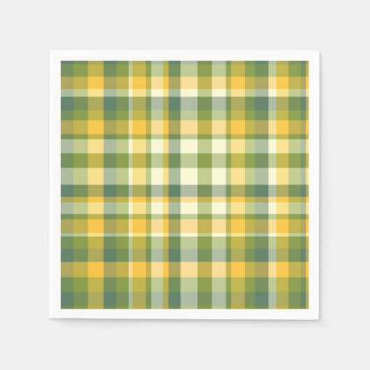 Serviette En Papier Arrière - plan de Motif Plaid jaune et vert (Devant)
