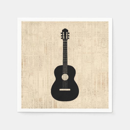 Serviette En Papier Arrière - plan de script d'art guitare acoustique (Devant)