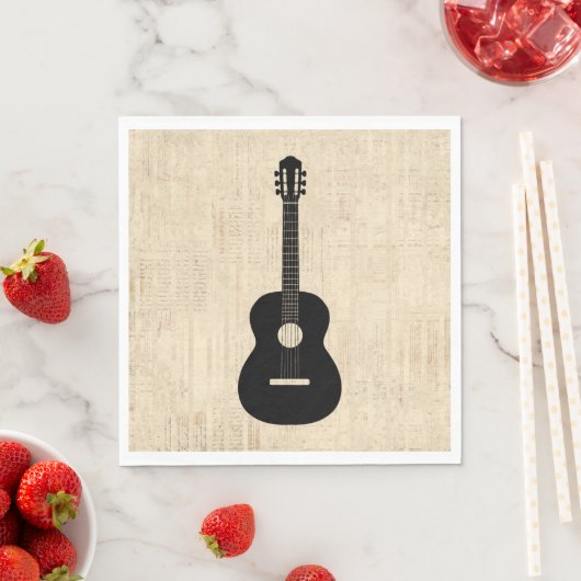 Serviette En Papier Arrière - plan de script d'art guitare acoustique (En situation)