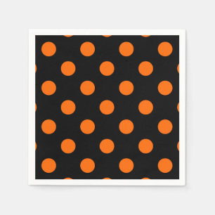 Serviette En Papier Arrière - plan noir Pois orange