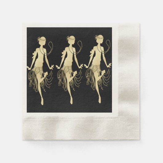 Serviette En Papier Arrière - plan noir Retro Flappers (Devant)