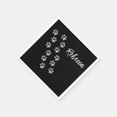 Serviette En Papier Arrière - plan noir Silver Dog Paws Motif d'impres (Coin)