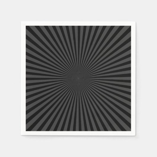 Serviette En Papier Arrière - plan Sunburst gris foncé et noir rétro (Devant)