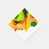 Serviette En Papier art Abstrait alcool encre jaune vert (Coin)