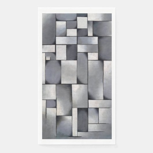 Serviette En Papier Art Abstrait - Composition en gris (Devant)